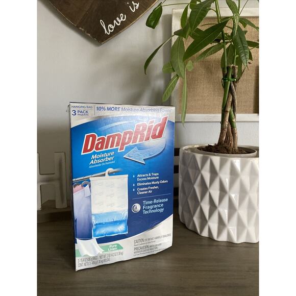 DAMPRID Hanging Moisture Absorber Bag Pure Linen 3 Bags NEW - SEALED IN BOX - Picture 1 of 3